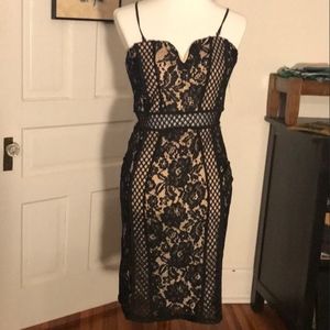 Akira Black Nude Lace Holiday Party Dress